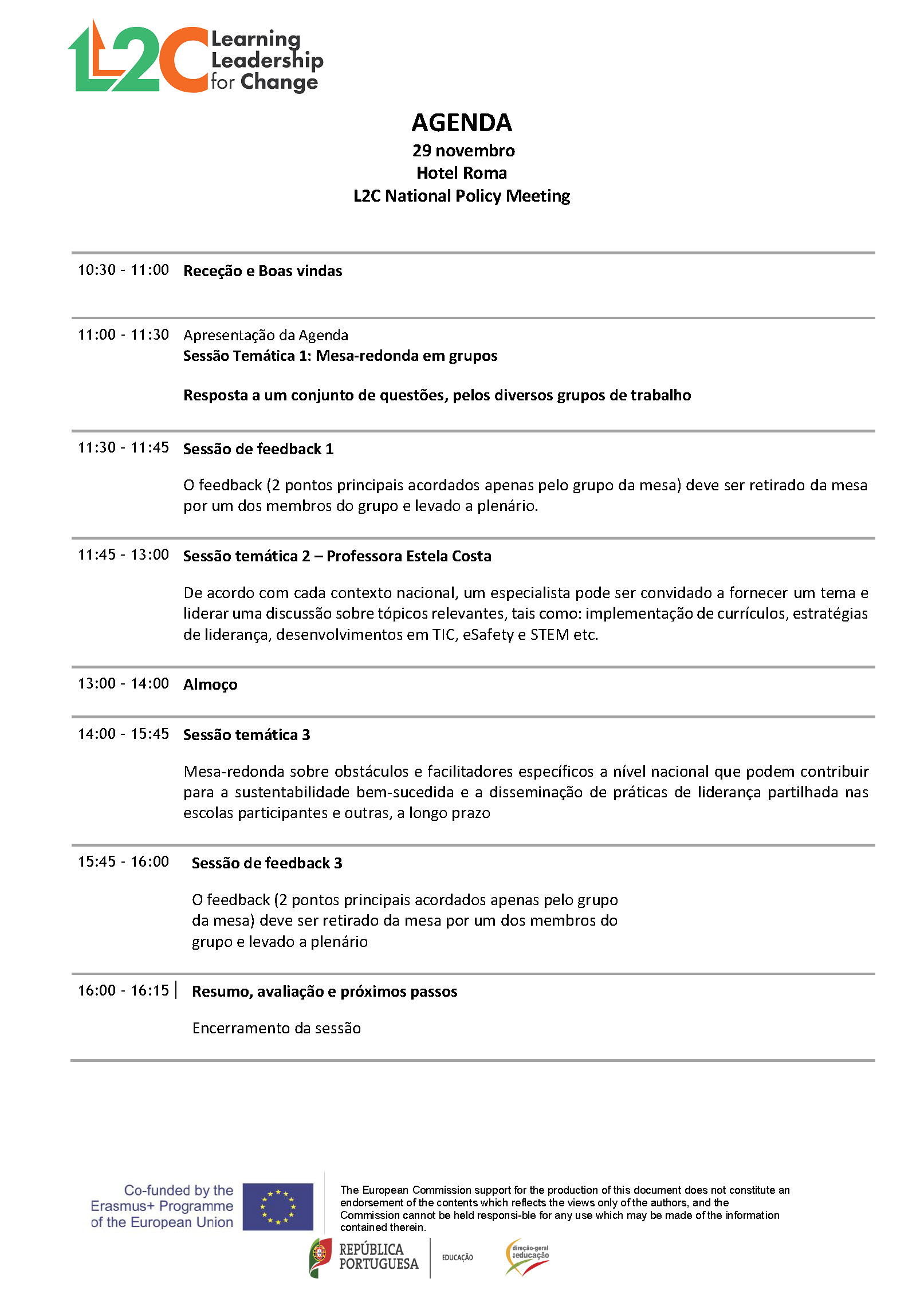 Agenda L2C Policy Meeting 29 novembro