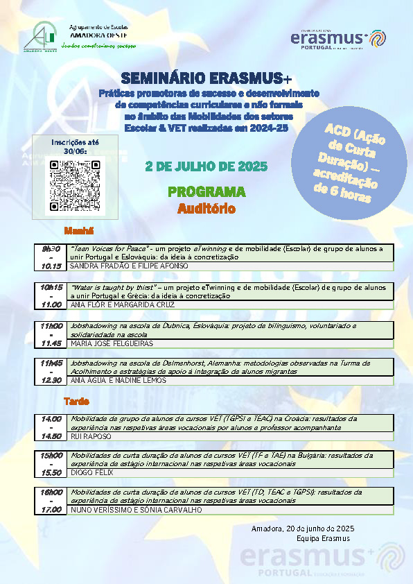 SEMINÁRIO MOBILIDADES ERASMUS 2024 25 CREDITAÇÃO
