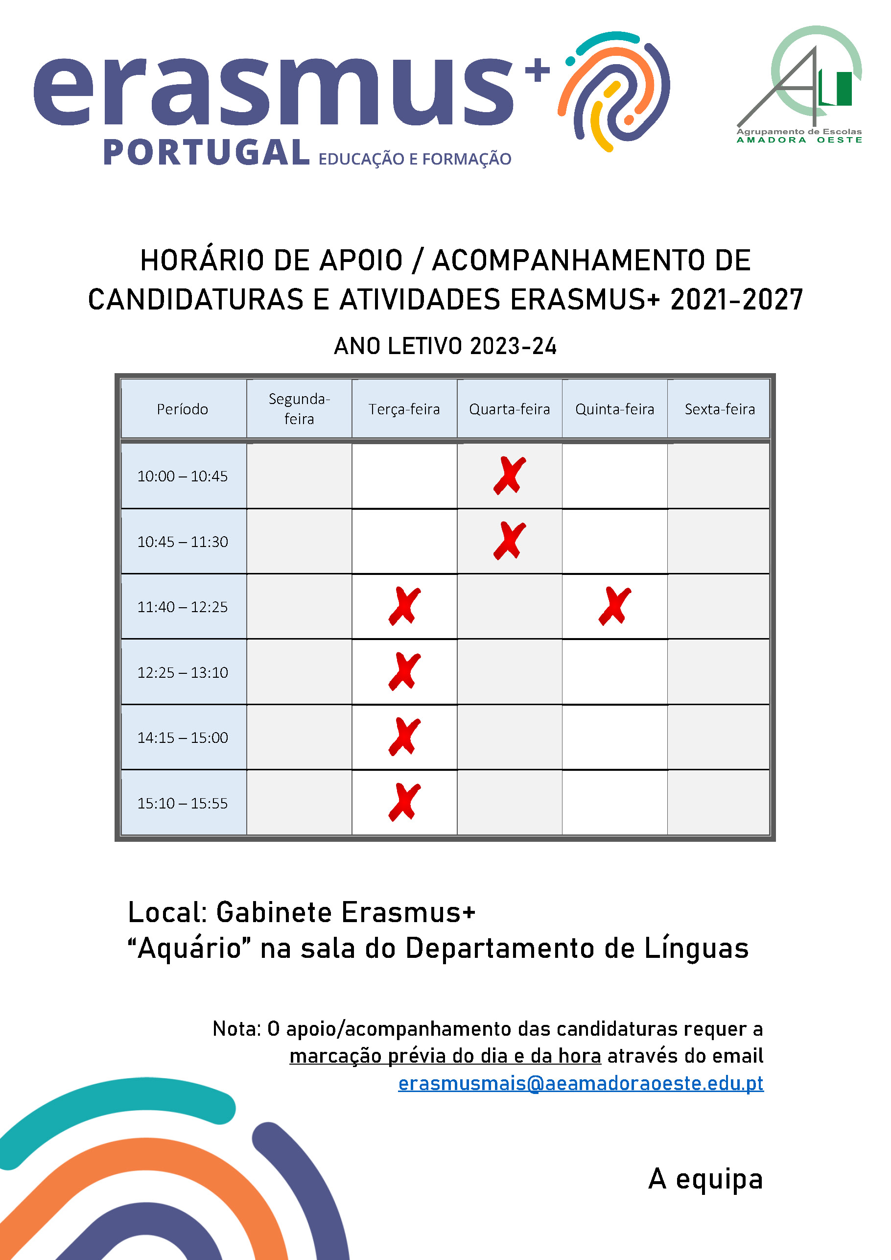 HORÁRIO DE APOIO 23 24